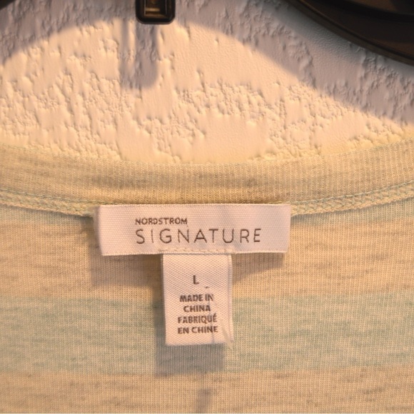 Nordstrom Signature Wide Striped V Neck Short Sleeve Rayon T Shirt Large NEW - Picture 3 of 7